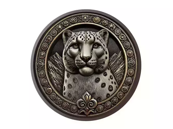Snow Leopard Animal Medallion