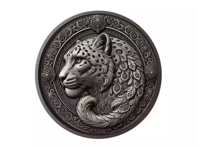 Snow Leopard Animal Medallion