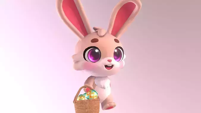 Animated Easter Bunny Low-poly 3D model