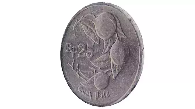 Indonesian 25 Rupiah Coin 1994 Nutmeg Design 3D model