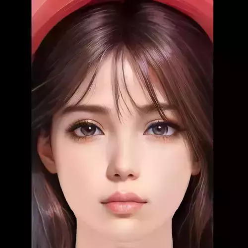 Beautiful Girl Head 02 - No Hair - Low poly head for game