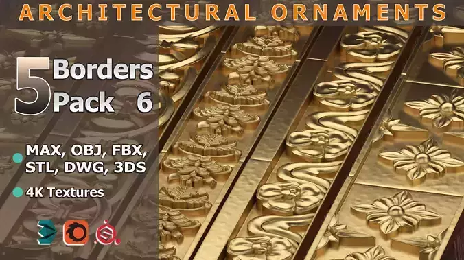 5 Borders Ornamental Pack 6 3D model