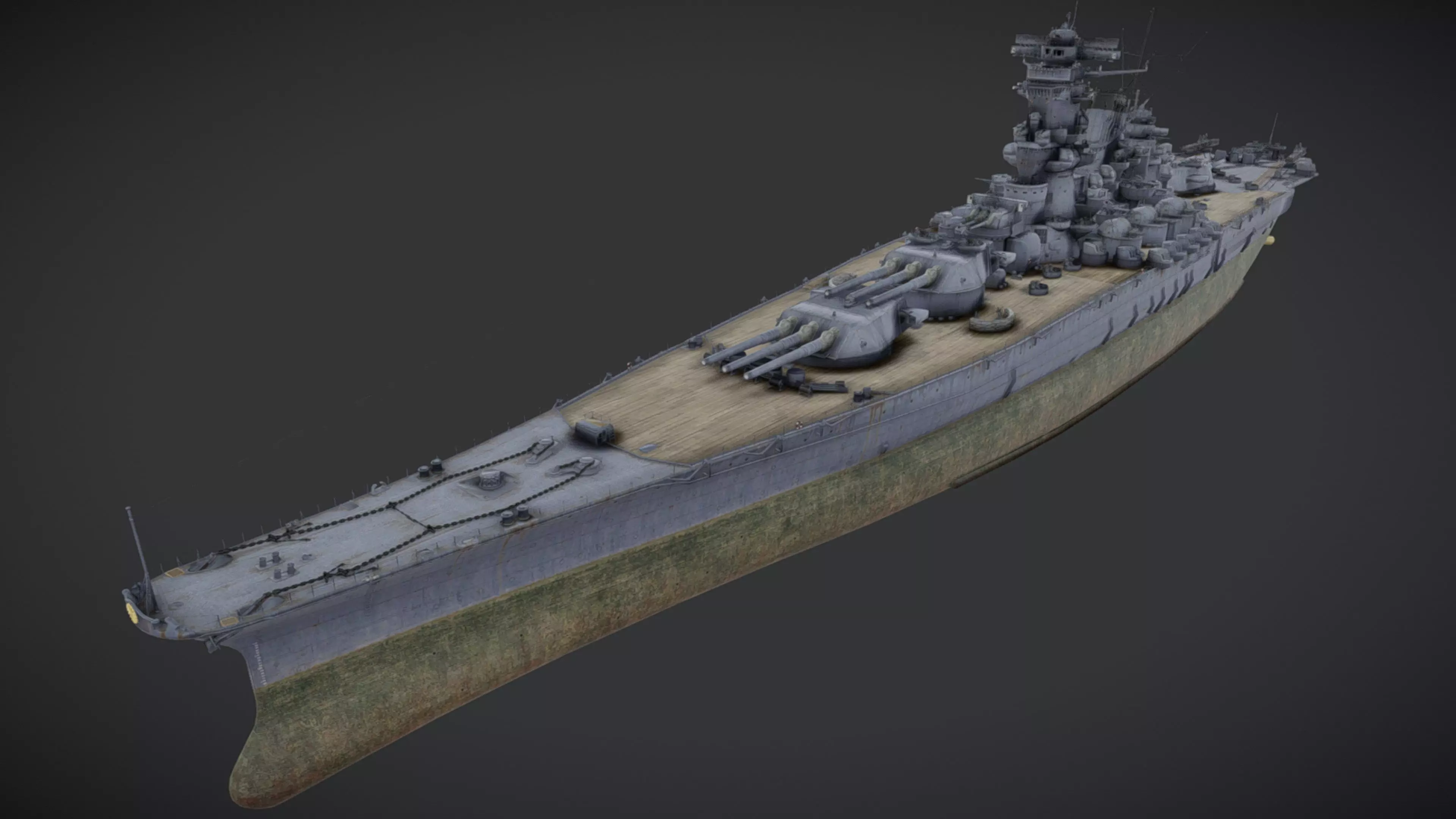 IJN BATTLESHIP YAMATO - 3D GLB MODEL 3D model_0