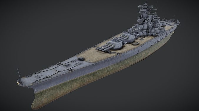 IJN BATTLESHIP YAMATO - 3D GLB MODEL 3D model