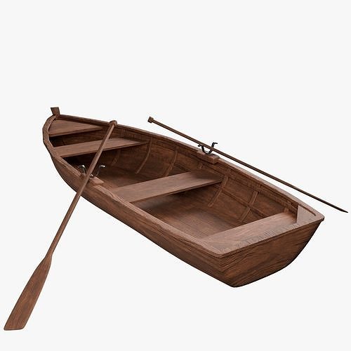 Wooden Rowboat 3D model