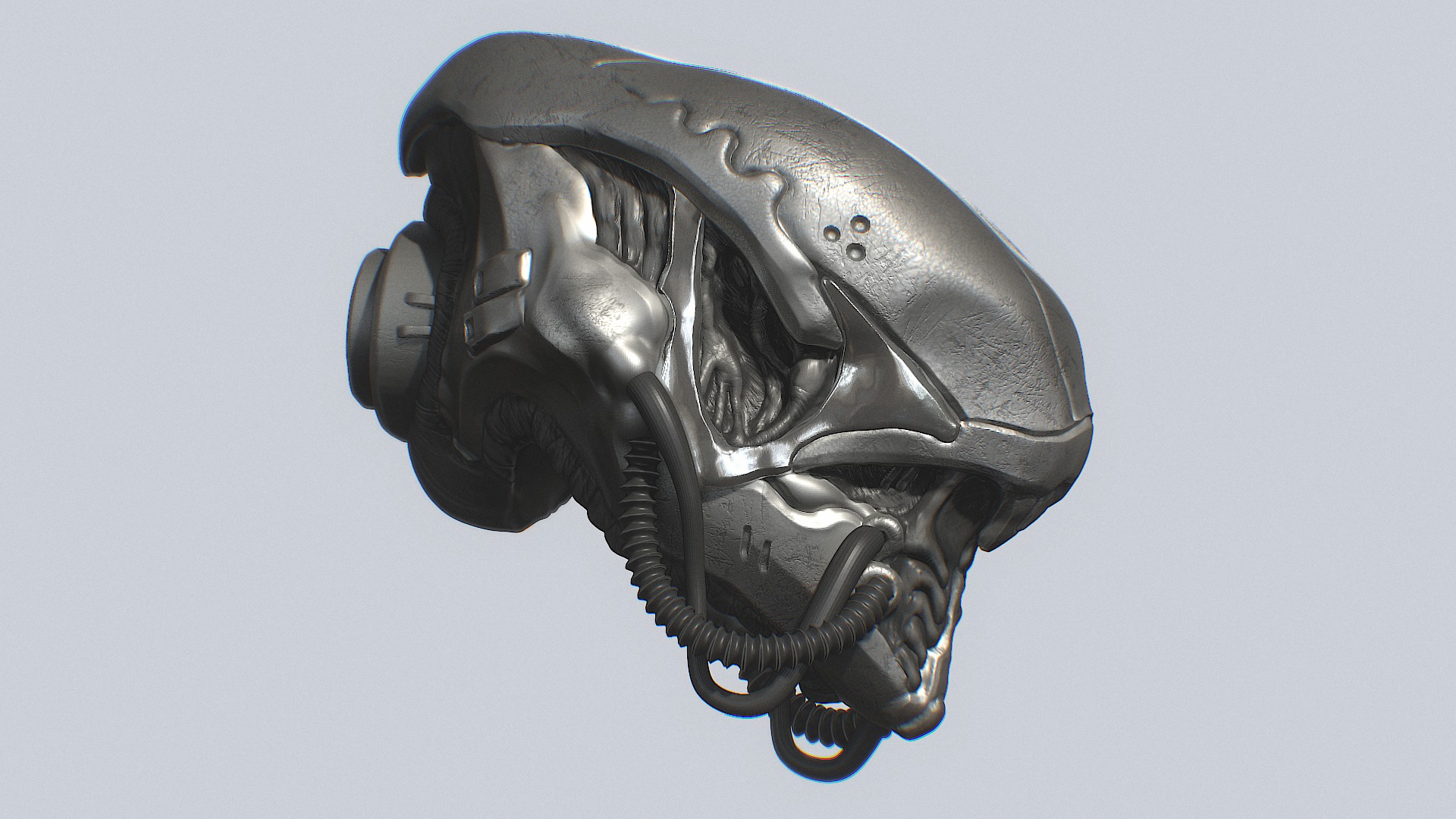 Alien helmet Low-poly 3D model_8