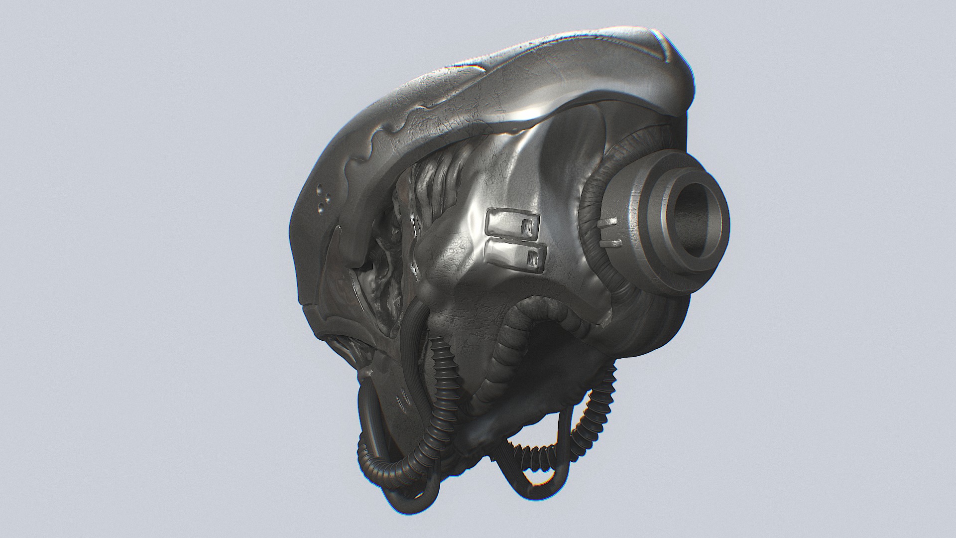 Alien helmet Low-poly 3D model_5