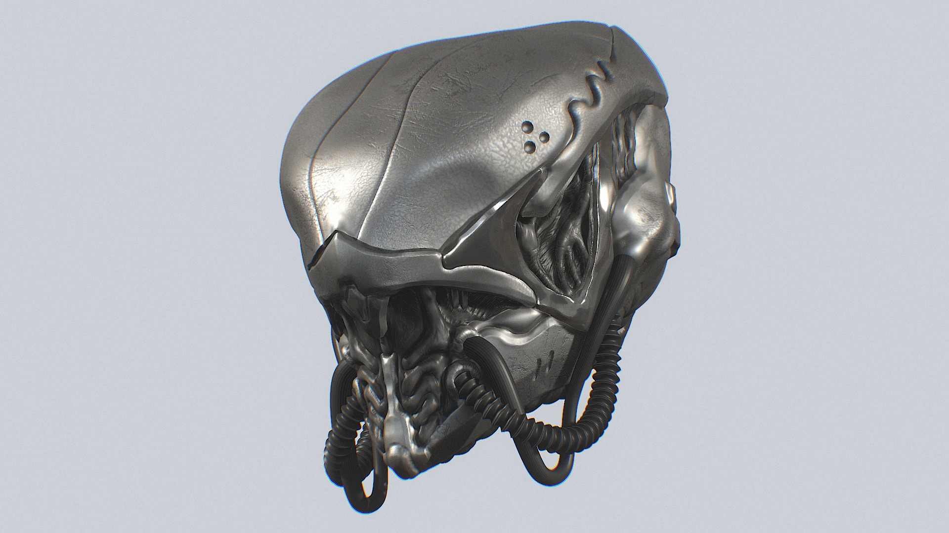 Alien helmet Low-poly 3D model_4