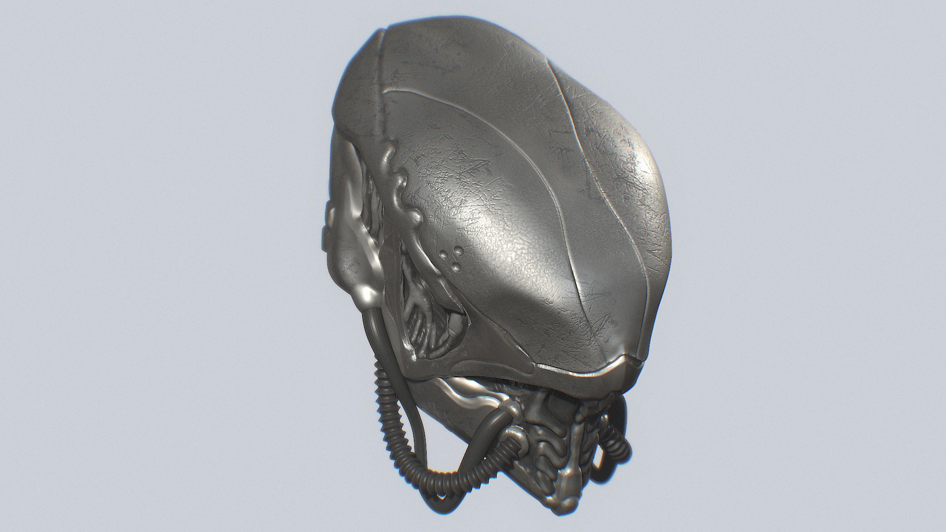 Alien helmet Low-poly 3D model_7