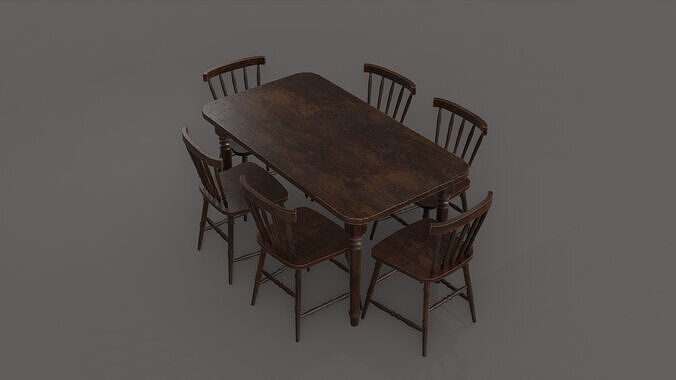 Table and Chairs Free low-poly 3D model
