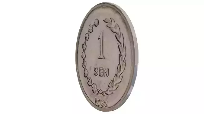 High Detailed Indonesian 1 Sen Coin 1962 3D model