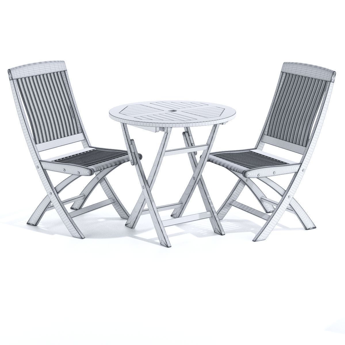 Round table with chairs 3D model_6