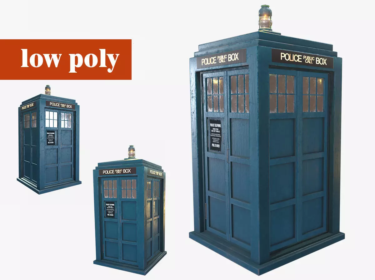 TARDIS Doctor Who Low-poly textured Low-poly 3D model_0