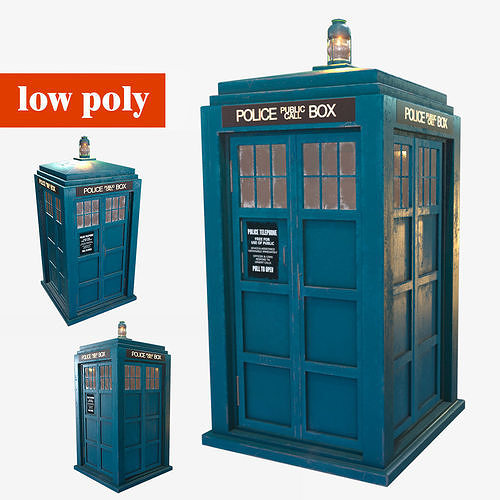 TARDIS Doctor Who Low-poly textured Low-poly 3D model 2