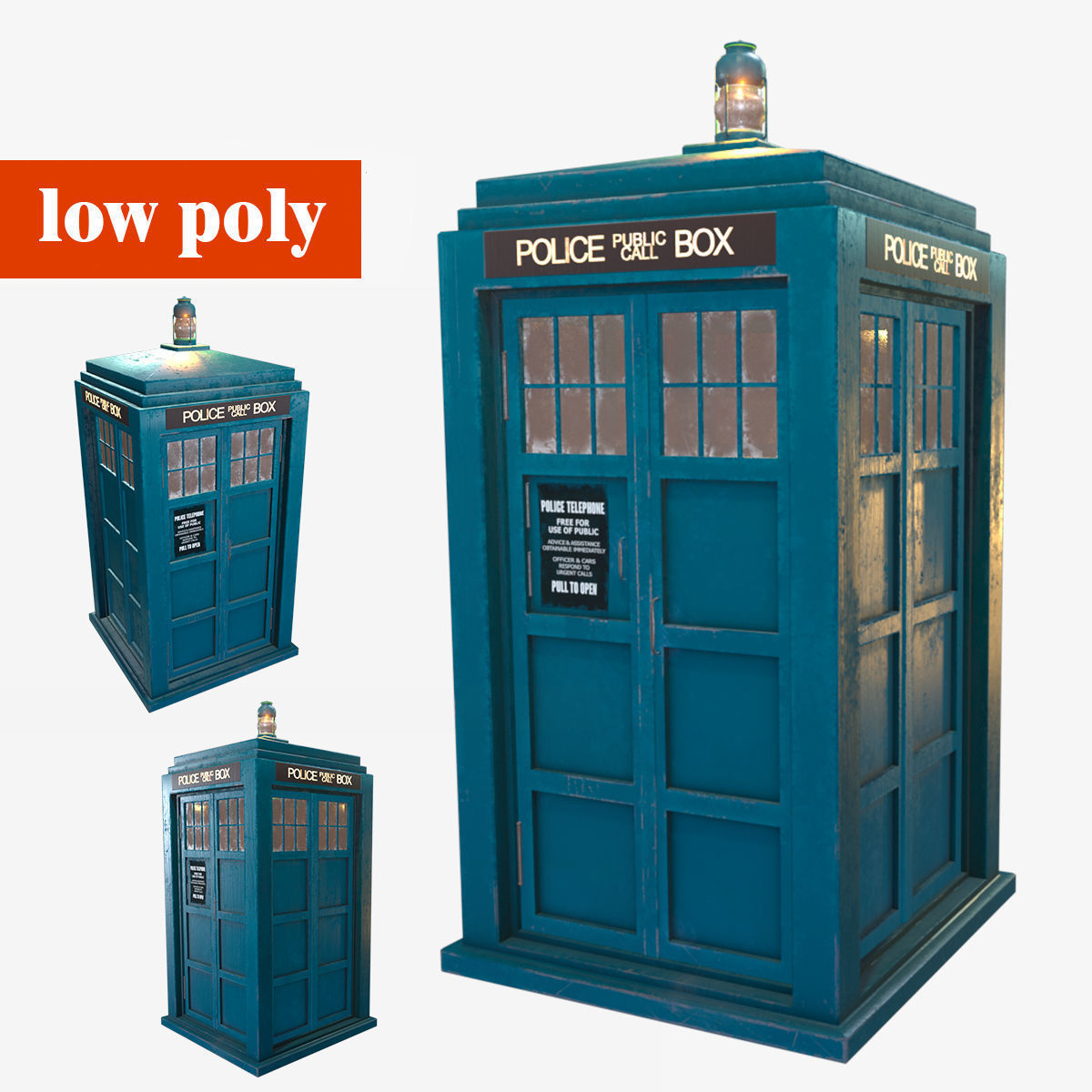 TARDIS Doctor Who Low-poly textured Low-poly 3D model_1