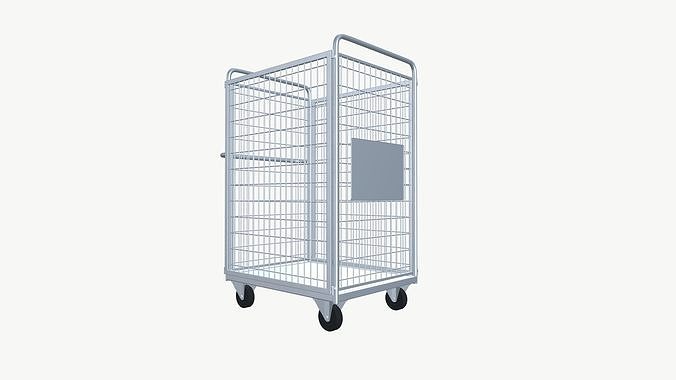 Shopping trolley Low-poly 3D model