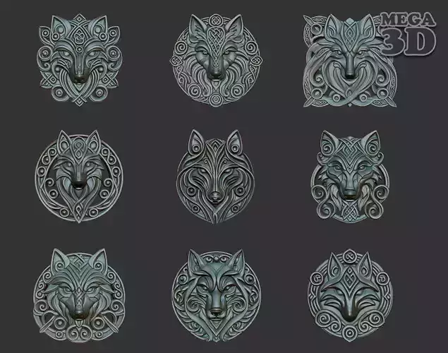 Wolf Celtic basrelief Pack 250116 