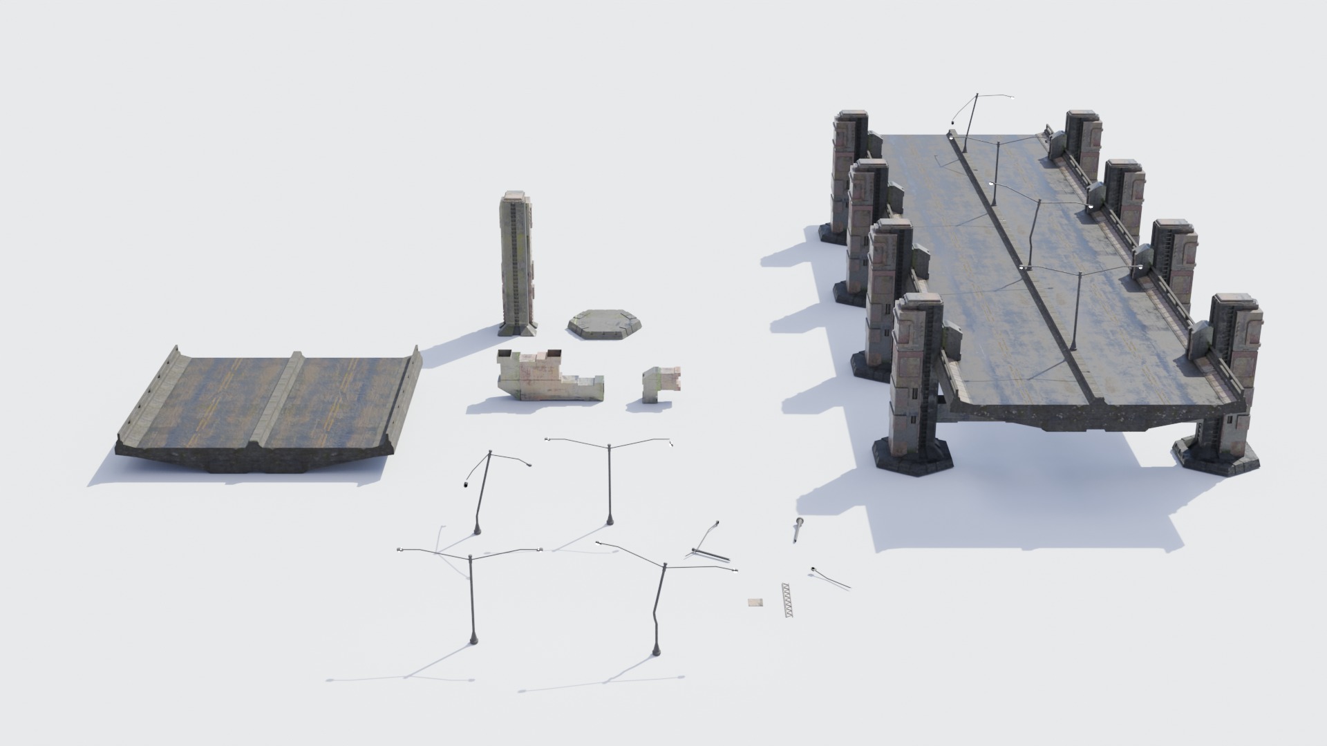 Ashfall Bridge Pack Low-poly 3D model_3