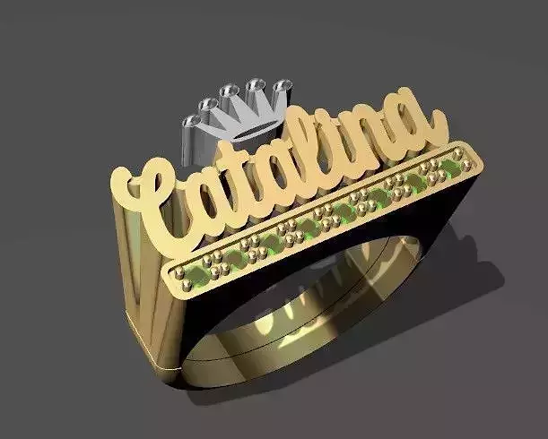 anillo de nombre catalina con corona rolex