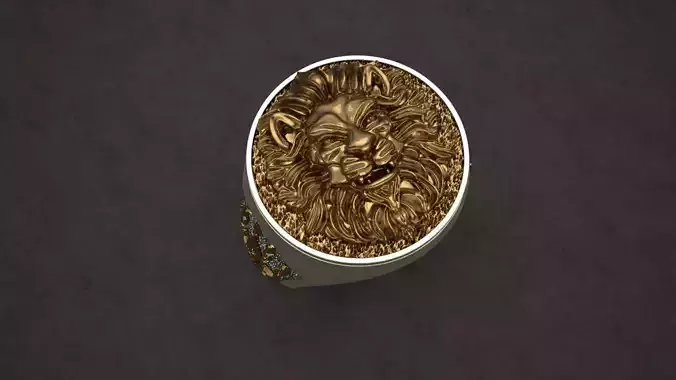 Lion Head Ring 3D print model