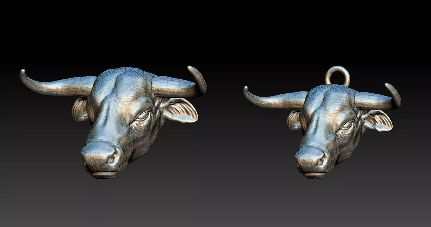Bull Head Pendant 3D print model_0