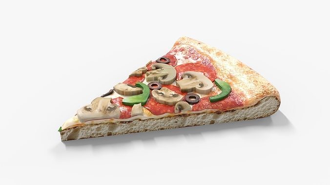 Sliced Pizza With Plate Low-poly 3D model 5