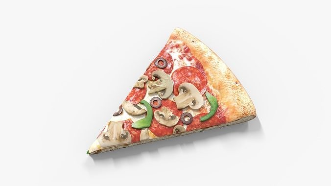 Sliced Pizza With Plate Low-poly 3D model 6
