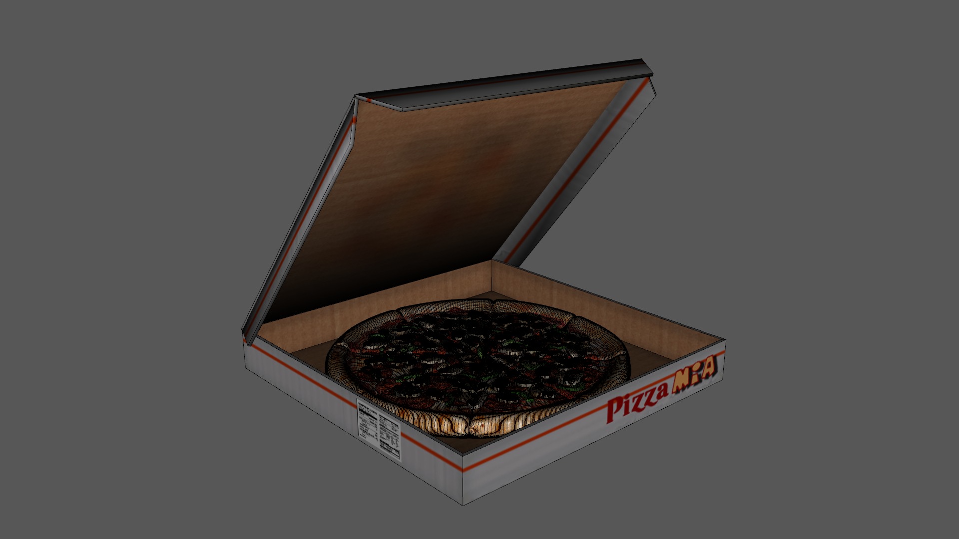 Pizza With Box Low-poly 3D model_7