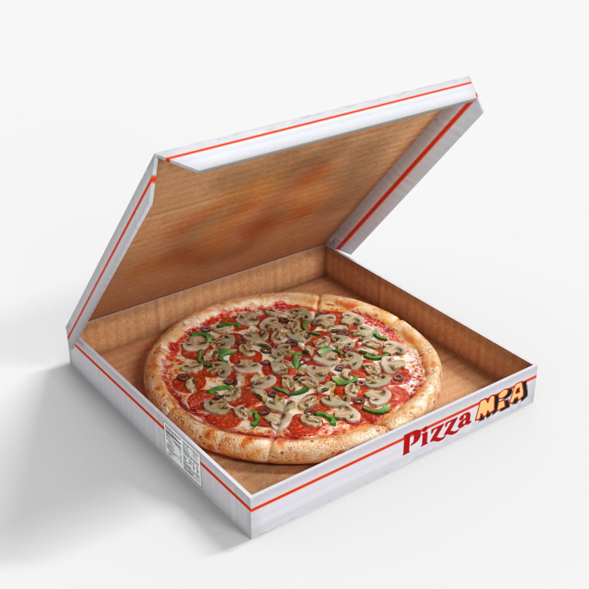 Pizza With Box Low-poly 3D model_4