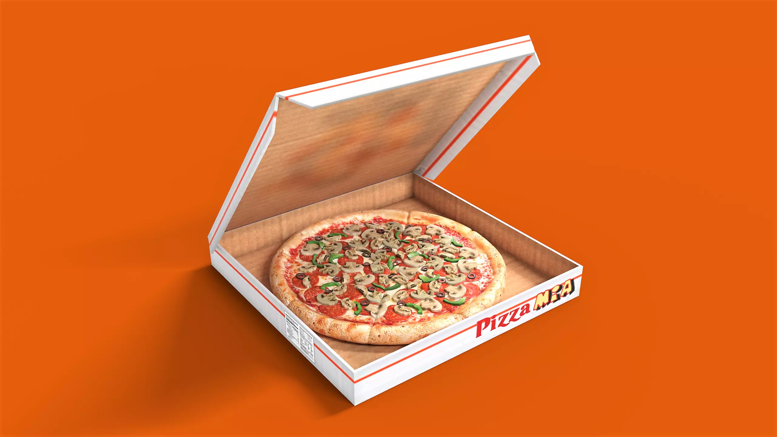 Pizza With Box Low-poly 3D model_0