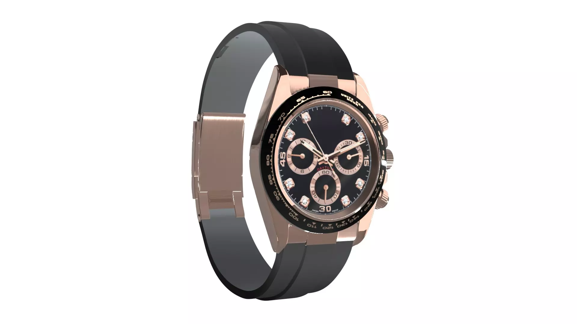 Watch Cosmograph Daytona Pink Gold - Black Diamond-Set Dial Low-poly 3D model