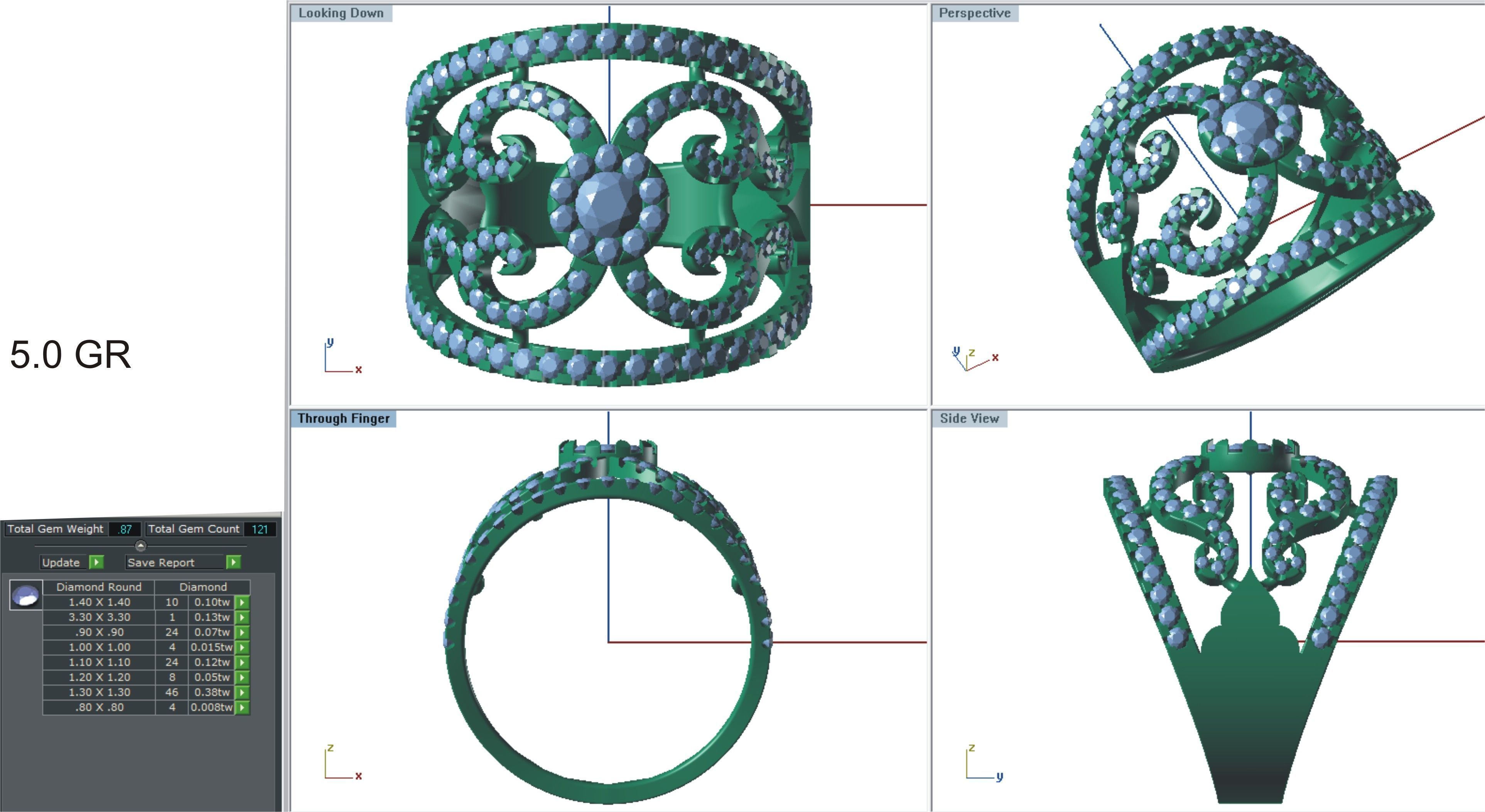 Jewelry 3D Models with render and 3dm stl -R-60 3D print model_3