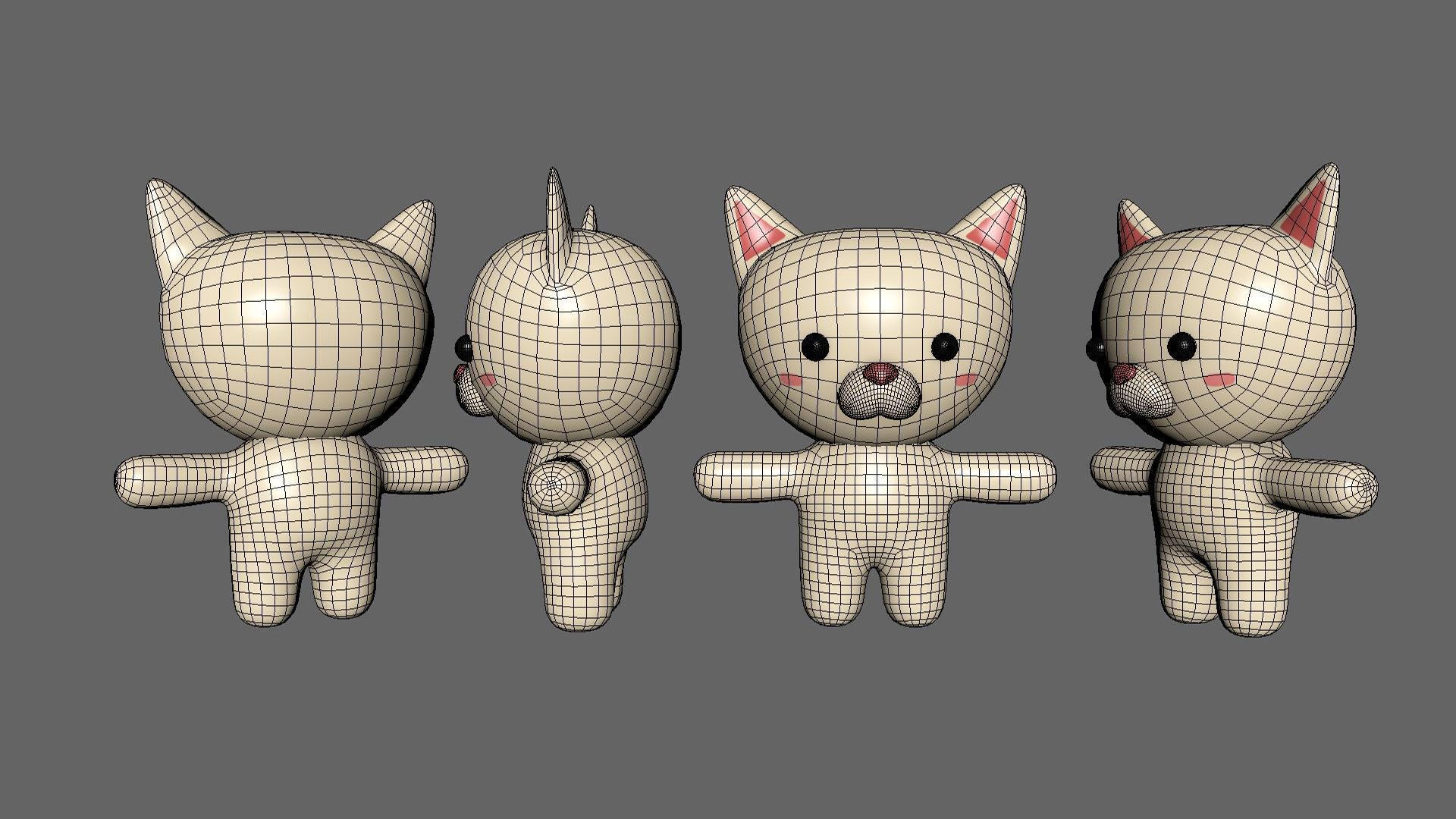 Character002 Chubby Cat  Low-poly 3D model_11