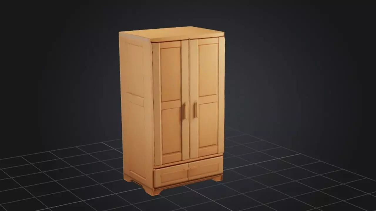 Wooden Wardrobe  3D model_0