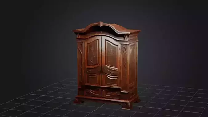 Wooden Wardrobe   3D Game Ready Model