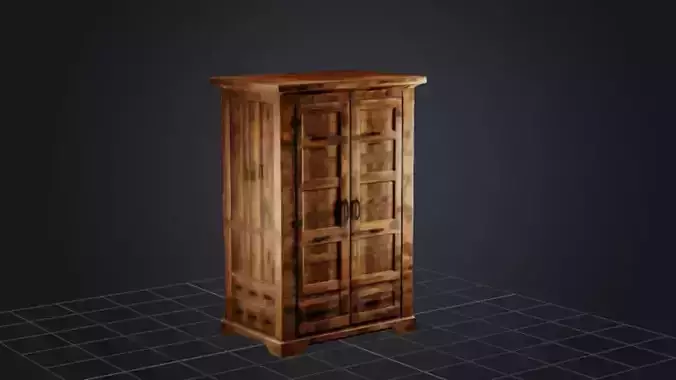 Wooden Wardrobe 3D Game Ready Model