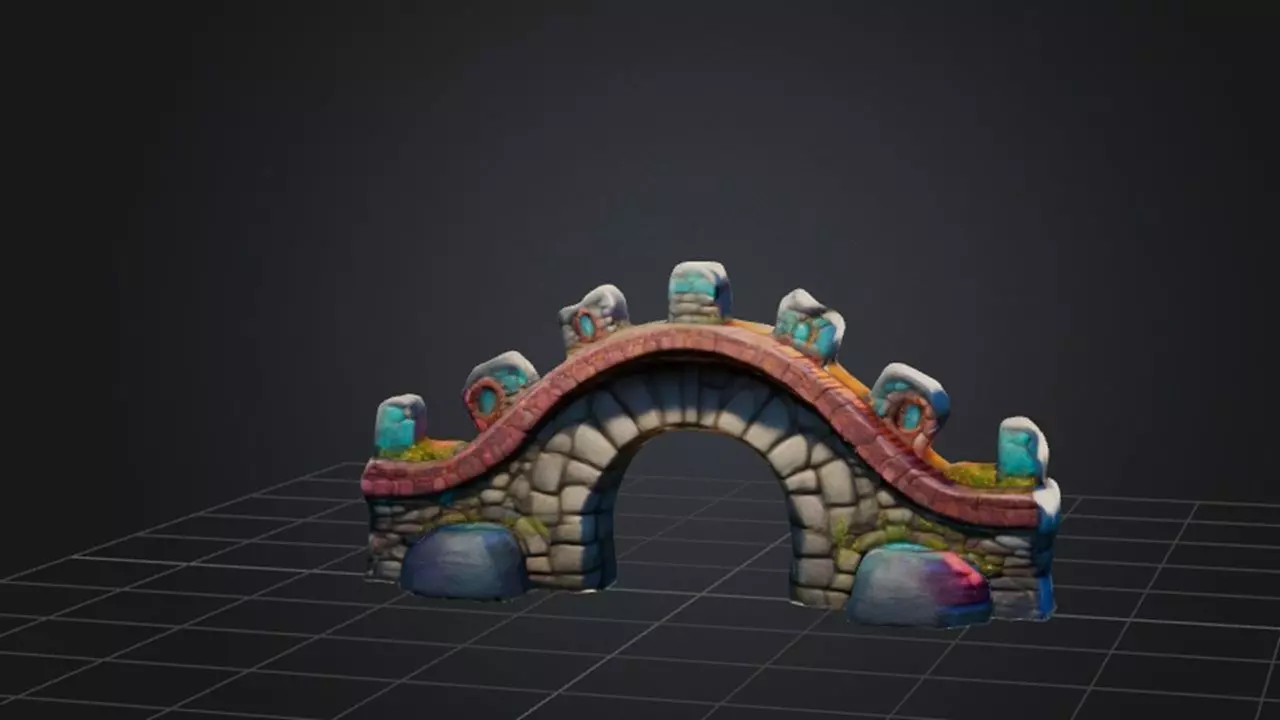 Stylized Arch Bridge 3D model_0