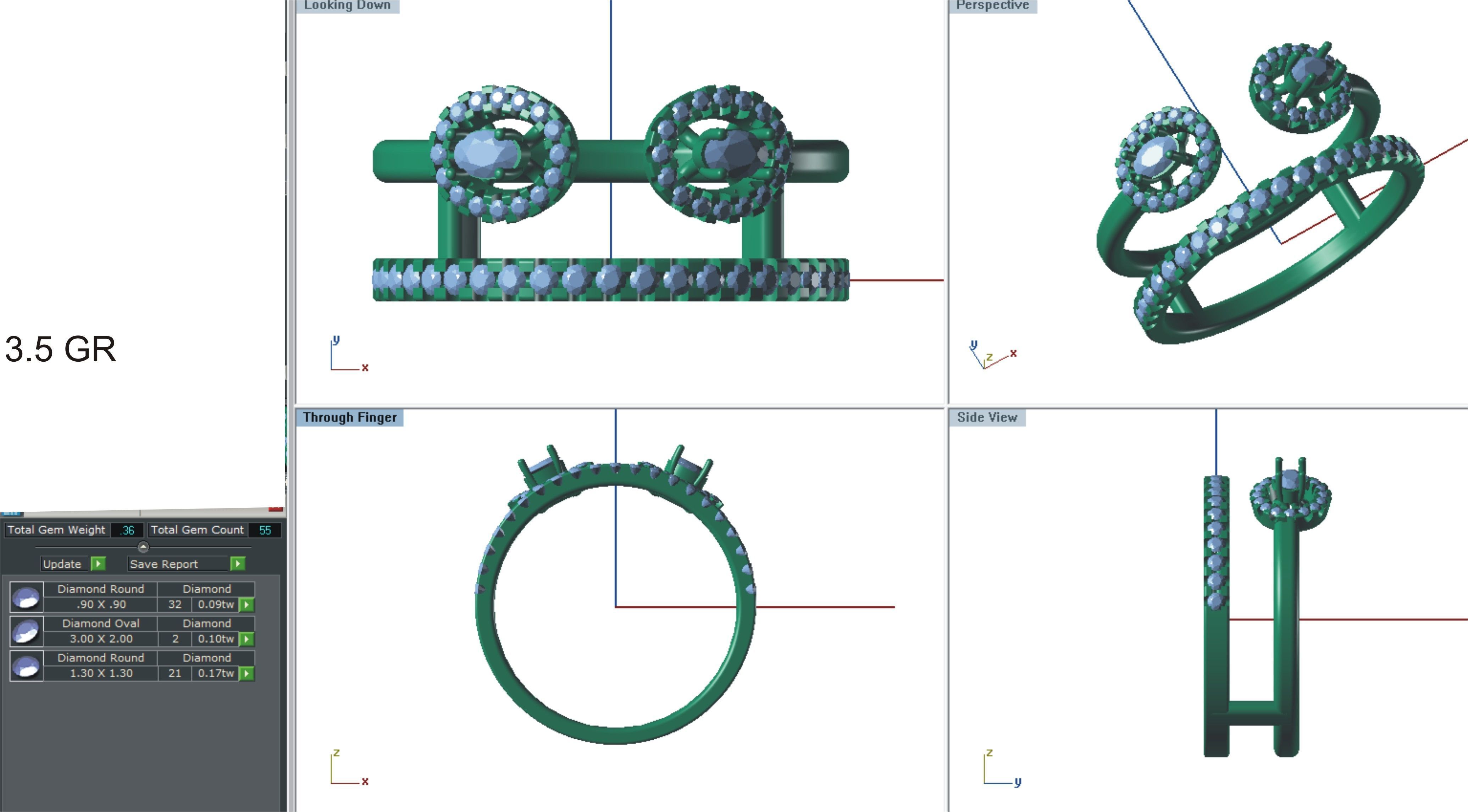 Jewelry 3D Models with render and 3dm stl -R-63 -3 3D print model_3