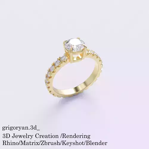 Womens ring with 25 gemstones 3D print model US6