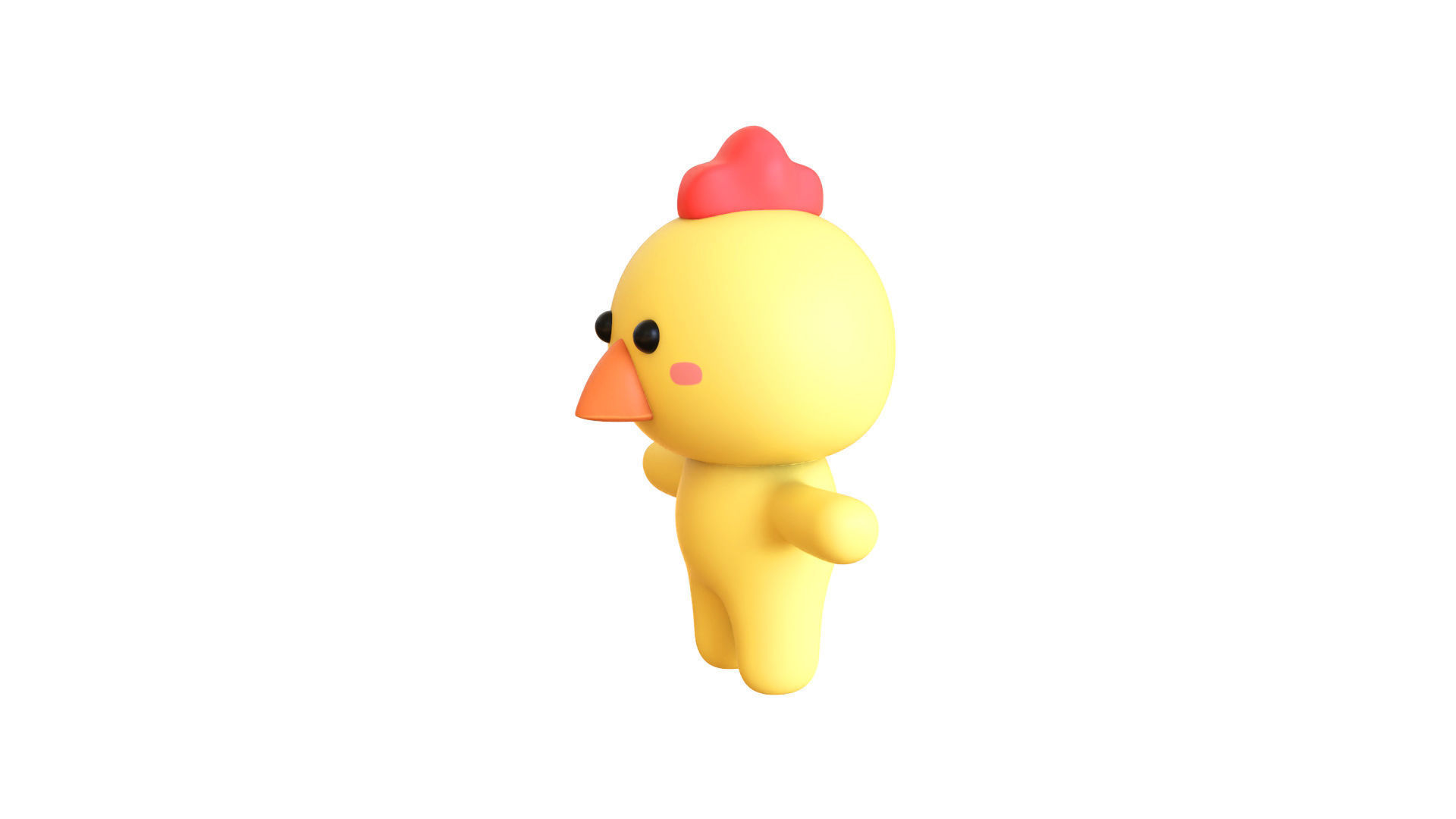 Character003 Chubby Chicken Low-poly 3D model_5