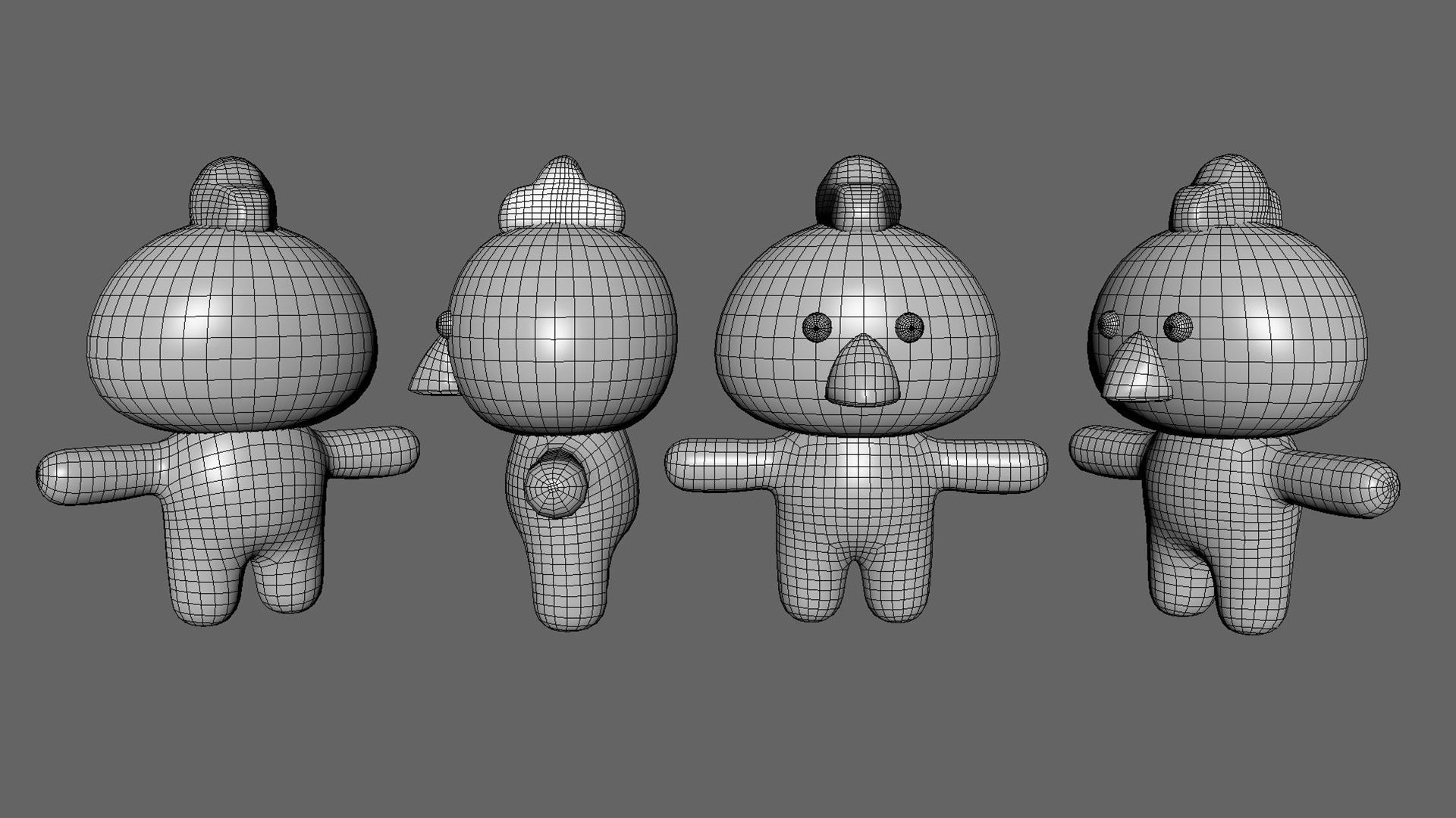 Character003 Chubby Chicken Low-poly 3D model_9