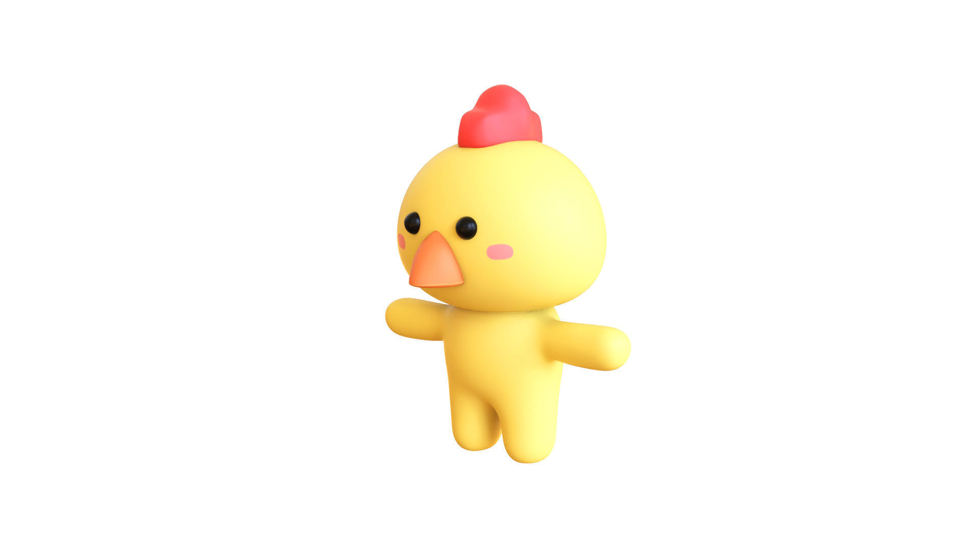 Character003 Chubby Chicken Low-poly 3D model_7