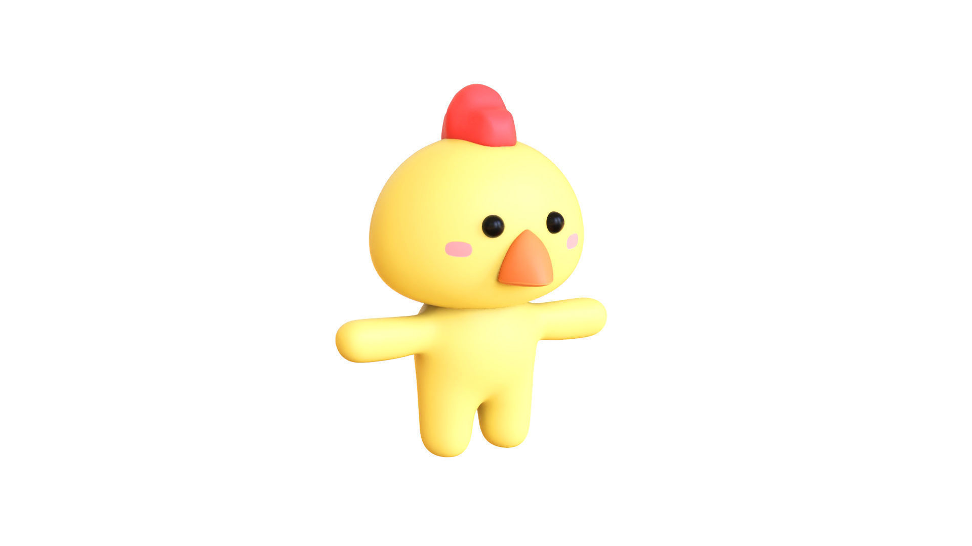 Character003 Chubby Chicken Low-poly 3D model_6