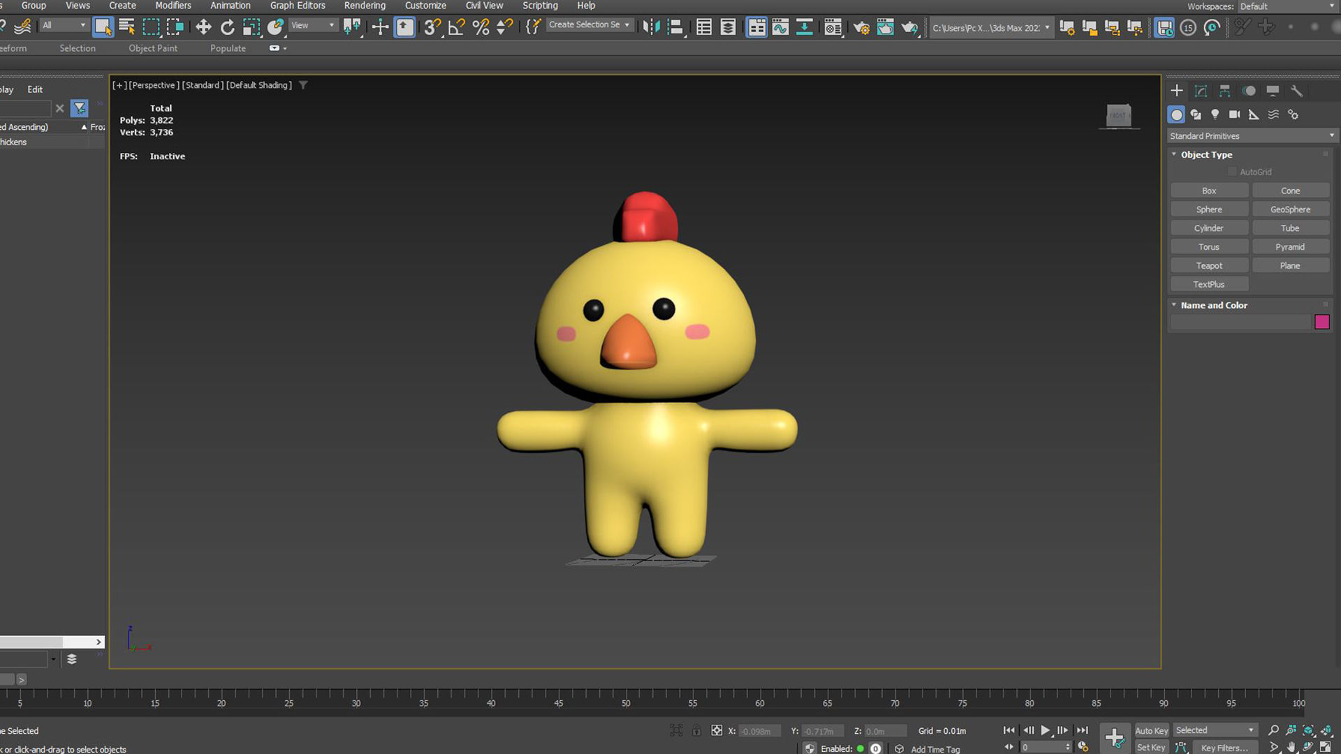 Character003 Chubby Chicken Low-poly 3D model_8