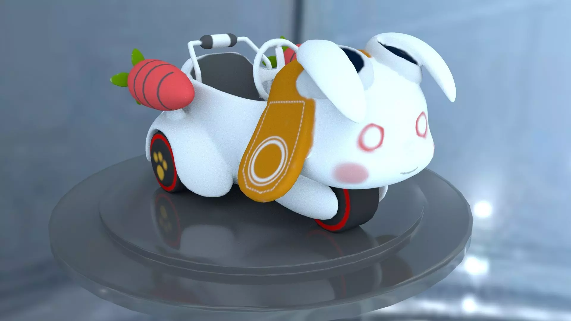 Rabbit headed car Free low-poly 3D model