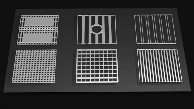 Set of grates plate 3D model