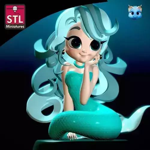 3D Model Inspired by a Charming Mermaid - Chibi Style  STL File