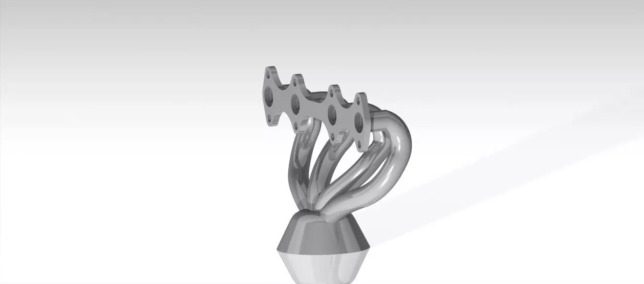 Exhaust manifold of 4-cylinder engine 3D model_0