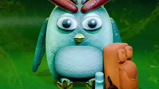 Lemon The Explorer Owl Low-poly 3D model