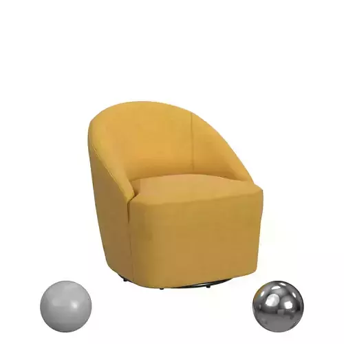 Leon Upholstered Barrel Accent Swivel Chair Mustard Yellow